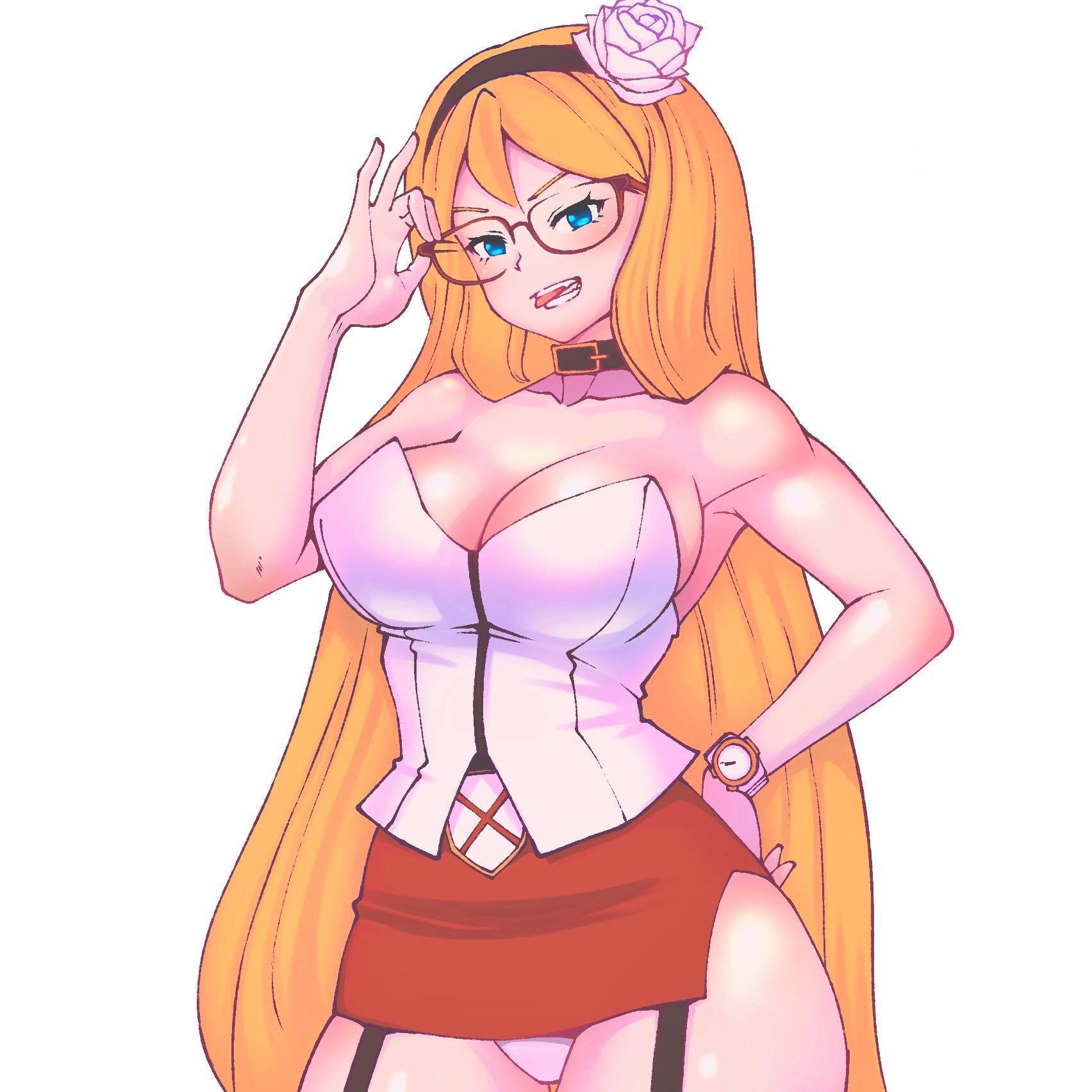 Blonde girl with glasses