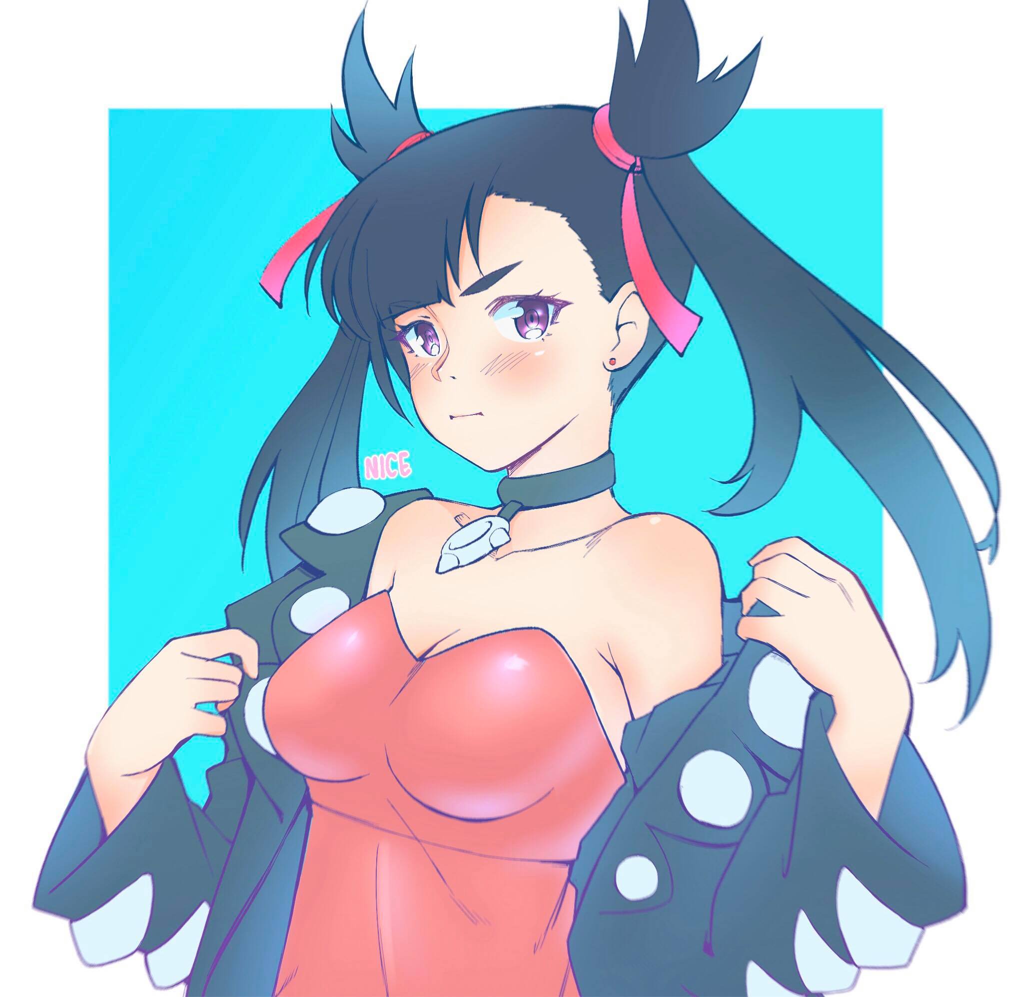 Black haired girl taking of jacket